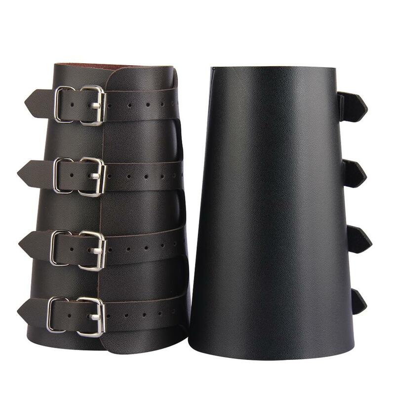 Pu Leather Arm Armor Unisex Gauntlet Wristband Wide Bracer Arm Protector Cuff String Steampunk Bangle Buckle Bracelet Cosplay