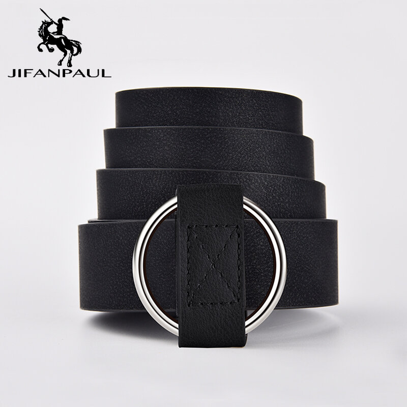 JIFANPAUL Women's high quality fashion needle-free round hole alloy buckle jeans with ladies retro student belt free shipping