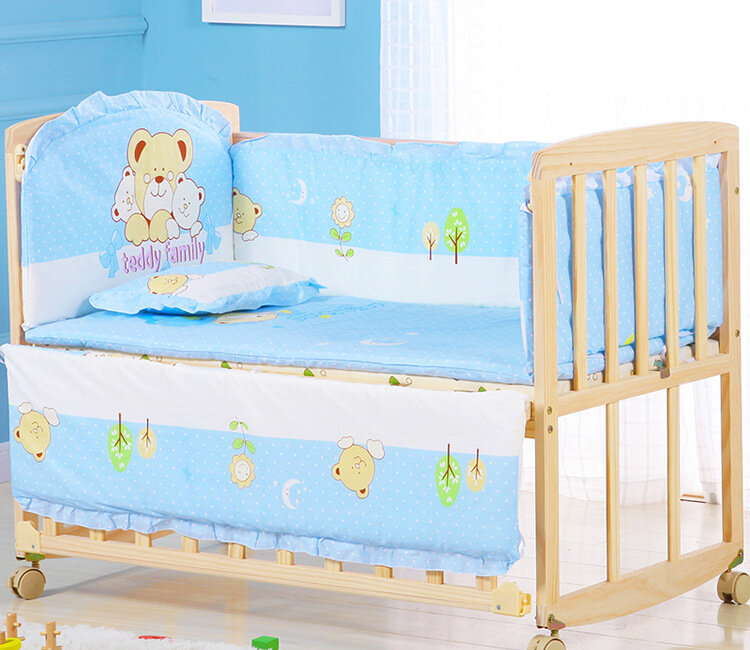 Conjunto de cama de algodão para bebê, 6 peças, fino, verão, recém-nascido, menino, menina, inclui berço, colchão, travesseiro com enchimento