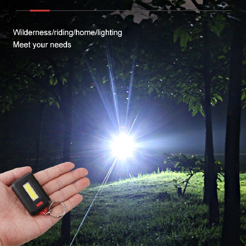 LLavero de luz LED COB Mini portátil, linterna, llavero, lámpara de luz con mosquetón para camping, hiki, 1 unidad