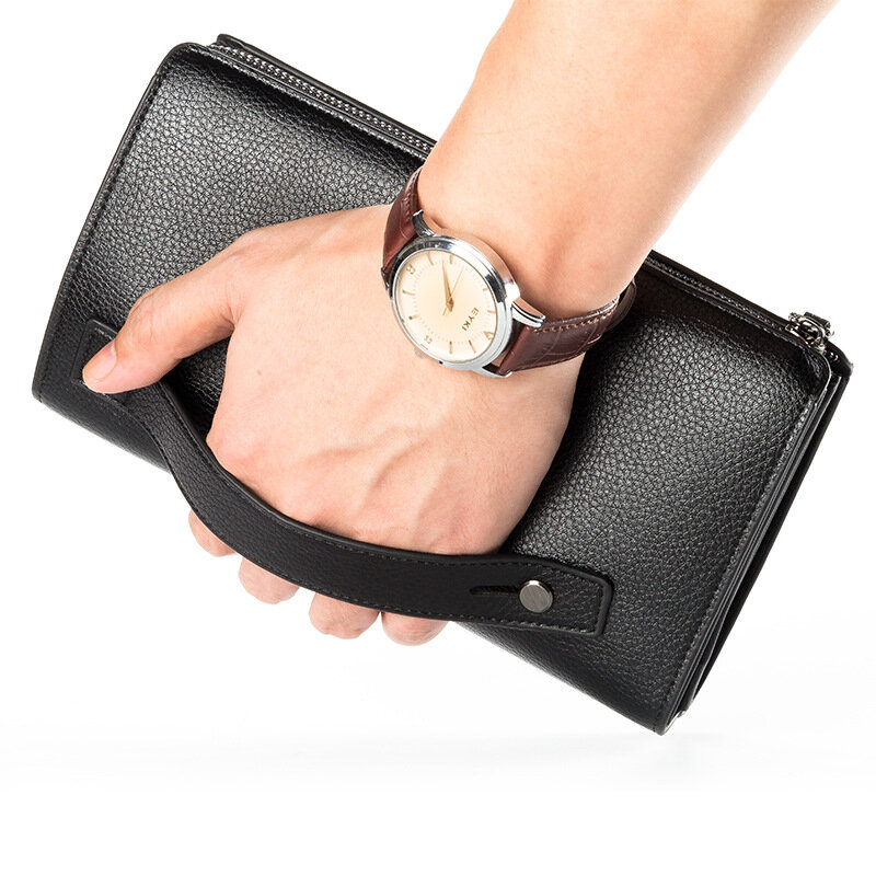 Baellerry portafoglio lungo da uomo con nome personalizzato con tasca per cellulare porta carte di credito in pelle Pu di grande capacità portamonete con cerniera maschio