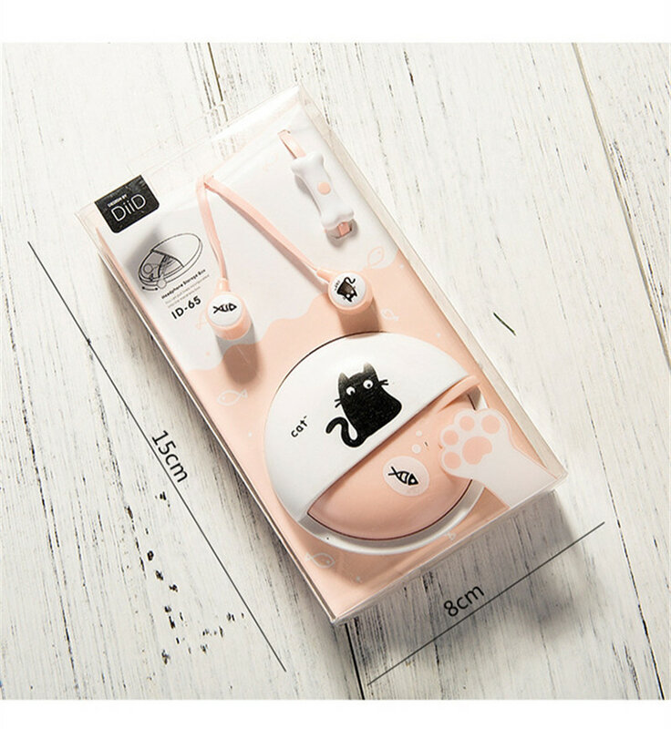 Écouteurs intra-auriculaires stéréo avec micro, Macarons de chat mignons, 3.5mm, étui pour iPhone Xiaomi, enfants filles écoliers pour cadeaux MP3