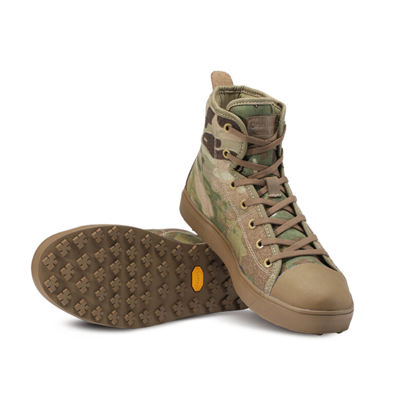 Workerkit Multi-Terrain Tactical Camo Boots V-Sole Mid-Top Outdoor Hunting Training Canvas Shoes