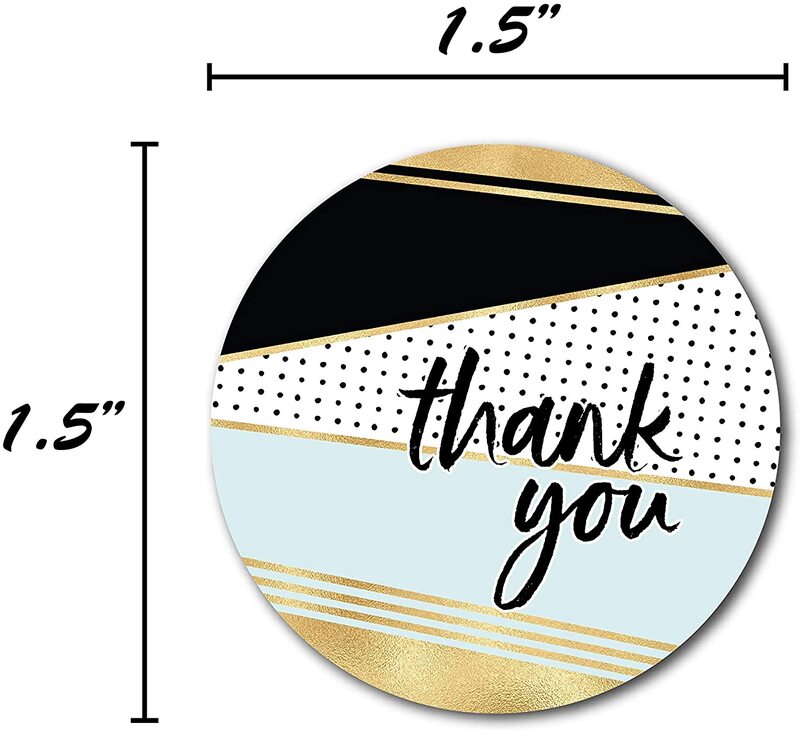 1.5 "Geometrische Moderne Dank U Stickers / 8 Verschillende Dank U Ontwerpen Met Faux Glitter / 500 Dank U stickers Per Rol