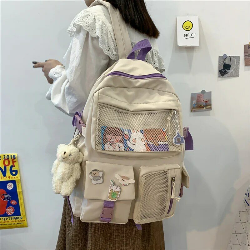 Bonito feminino náilon mochila mulheres kawaii escola mochilas sacos de escola à prova dwaterproof água mochila de viagem escola meninas mochilas bagpack