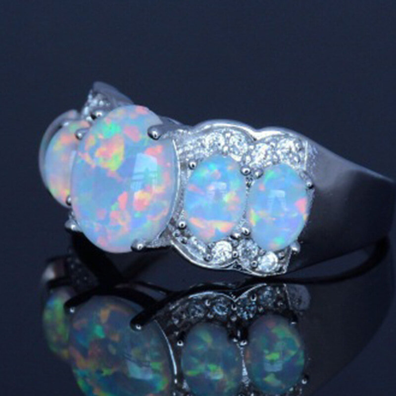 Nuovo Cinque forma di Uovo Opal Zircone Anello Di Fidanzamento Dei Monili di Cerimonia Nuziale Per Le Donne Sposa Monili Del Partito Del Regalo Anillos Mujer Anel