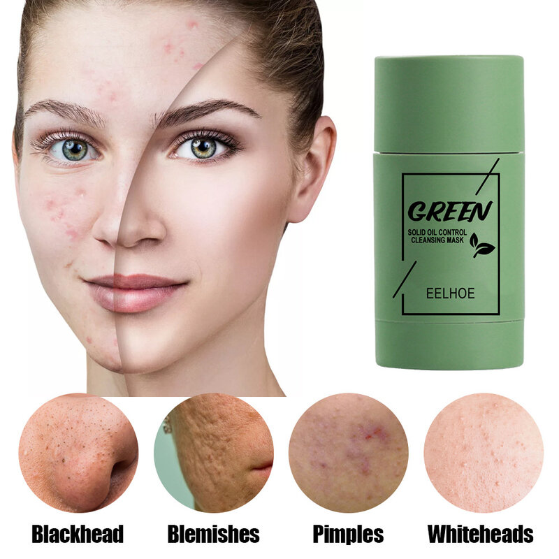 2021 Green Tea Purifying Clay Stick Mask Oil Control Deep Cleaning Anti Acne Green Tea Detox Stick Fine Pores Green Mask Stick