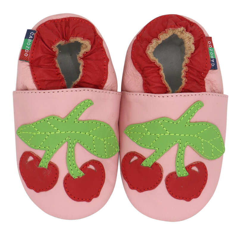 Carozoológico-novo sapato infantil de couro com sola macia de pele de carneiro, chinelos para recém-nascidos de até 4 anos