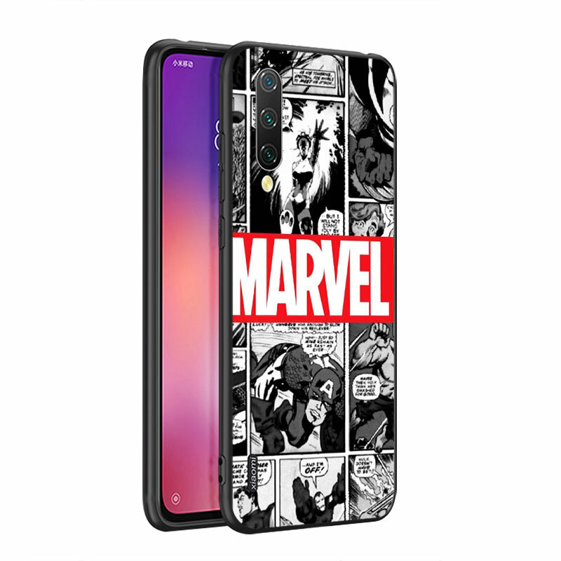 Marvel Logo Fashion For Xiaomi Mi 8 9 10 11 10i 11i 10 10 11Pro A3 9T 10T Lite Pro Se Ultra 5G Silicone  Black Soft Phone Case