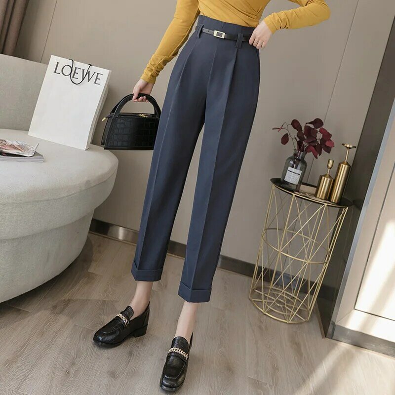 Suit pants OL Style High Waist Women Harem Pant Sashes Work Business Trousers Casual Female Pants Pantalones Mujer Spring 251D