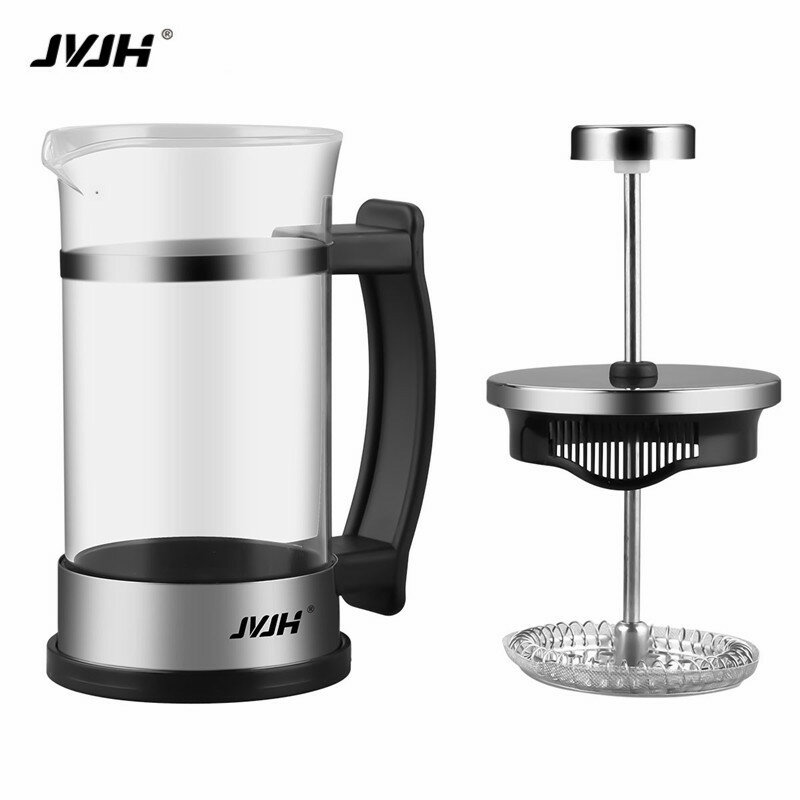 JVJH French Press dzbanek do kawy ręczny ekspres do kawy czajnik szklany termos ze stali nierdzewnej 350ML Drinkware izolowany ekspres do herbaty Pot