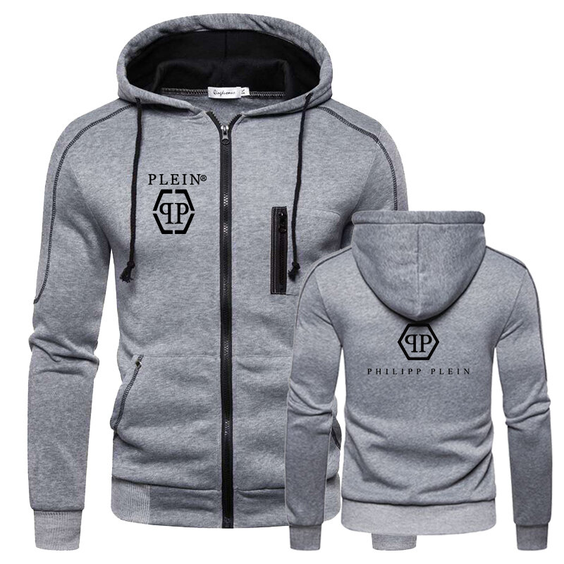 Qp masculino impressão hoodie multi-zip fino com capuz jaqueta casual manga longa camisolas outerwear esporte zíper hoodies motocicleta wear