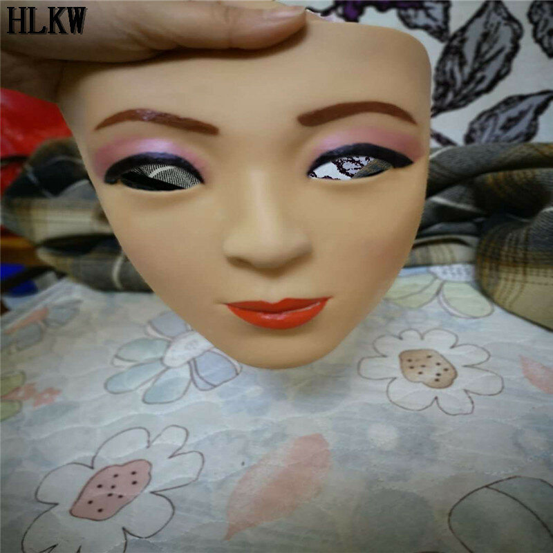 Sexy Slicone Realistic Female Mask Slicone Sunscreen Mask Women Skin Masquerade Masks Transgender Half Covered Mask Role Play
