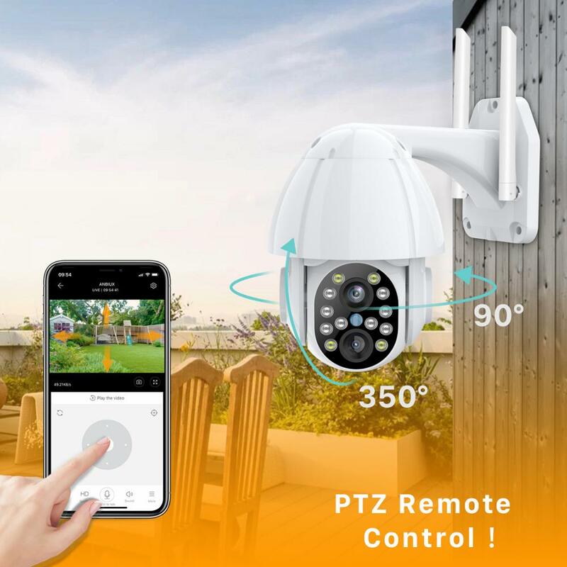 Cámara PTZ de doble lente HD, para exteriores con seguimiento automático, cámara IP de seguridad de 1080 P, para CCTV por internet, de 2.0 MP y zoom de 4X, detector de sonido y movimiento