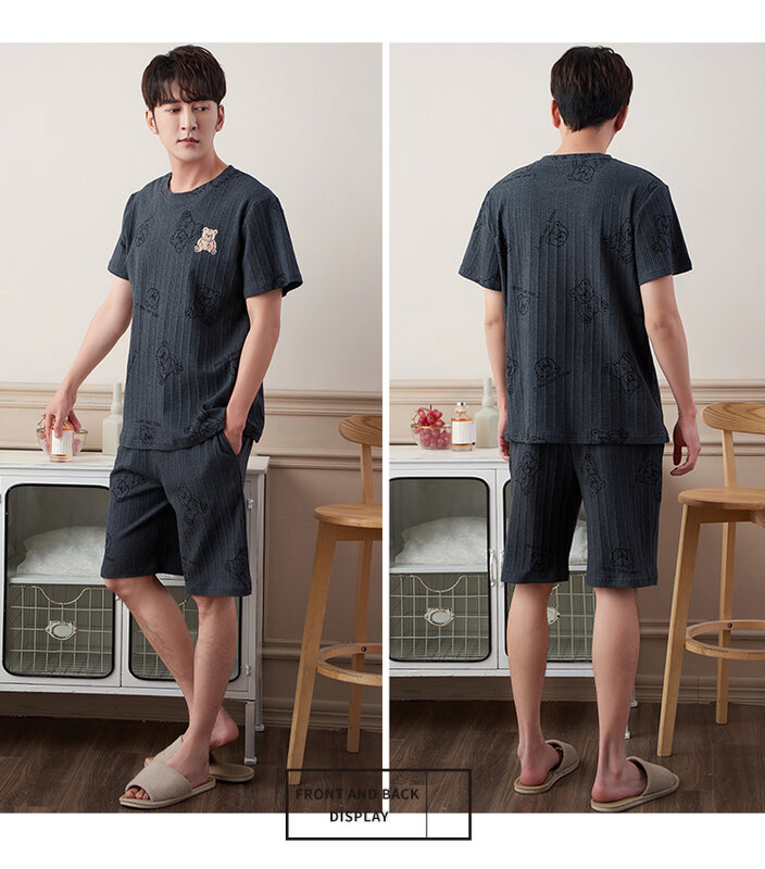 Pure Cotton Couple Pajamas Women Lovely Short Sleeved Shorts Home Clothes Casual Wear Men's Thin Suit