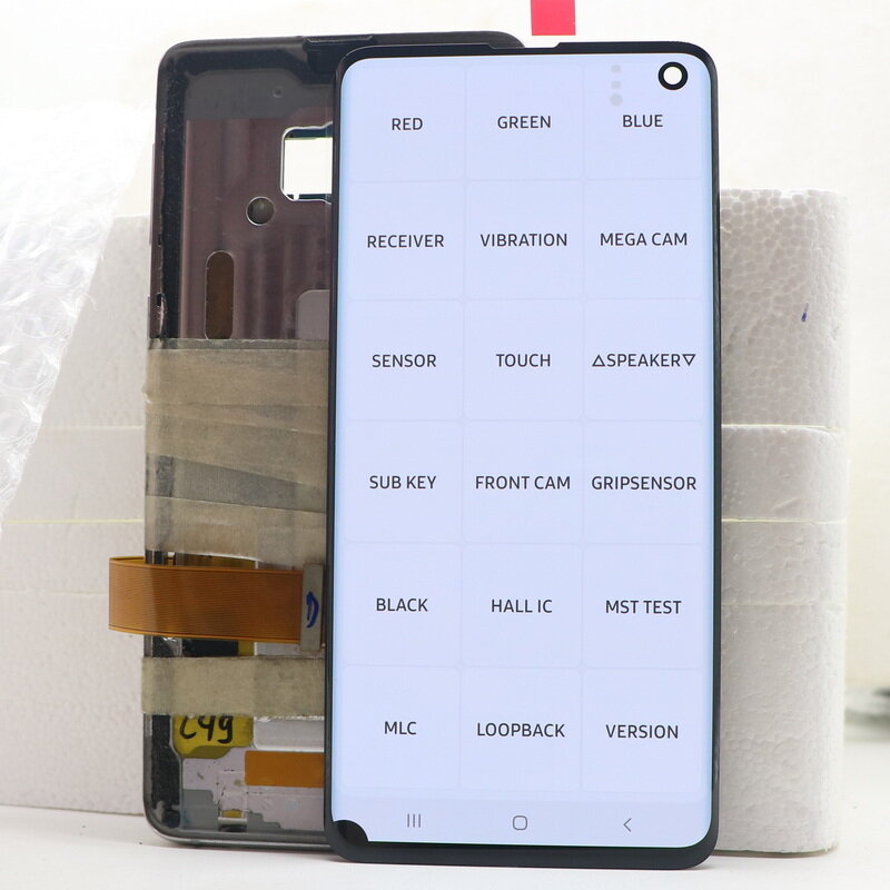 100% Original AMOLED S10 LCD For SAMSUNG Galaxy S10 G973 G973F G973F/DS Display Touch Screen Digitizer Replacement With Dots