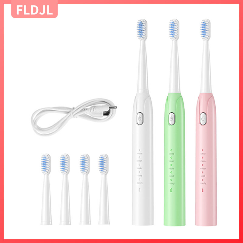 Cepillo de dientes eléctrico sónico para adultos, recargable por USB, IPX7, resistente al agua, 5 modos, blanqueador automático
