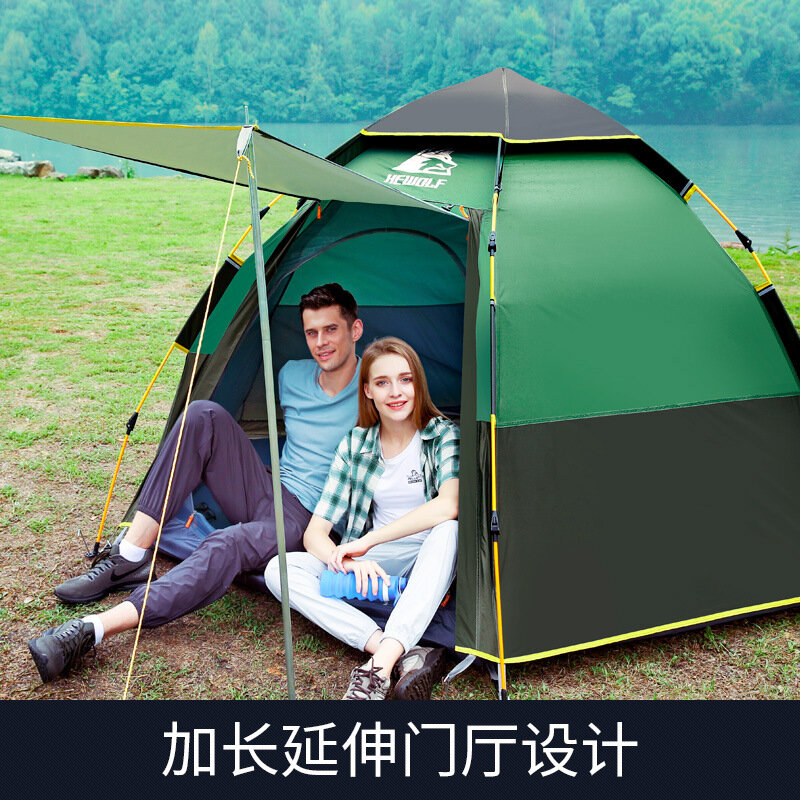 K-star Luar Ruangan Segi Enam 3-4 Orang Tenda Tahan Hujan Otomatis Multi-orang Tenda Santai Lapangan Berkemah Penggunaan Keluarga