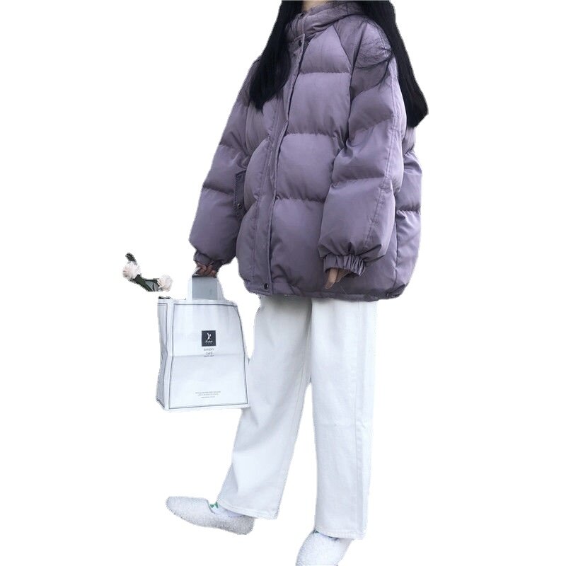 Новинка 2021, женская короткая куртка, зимние толстые пальто с капюшоном и хлопковой подкладкой, женские свободные парки в Корейском стиле, же...