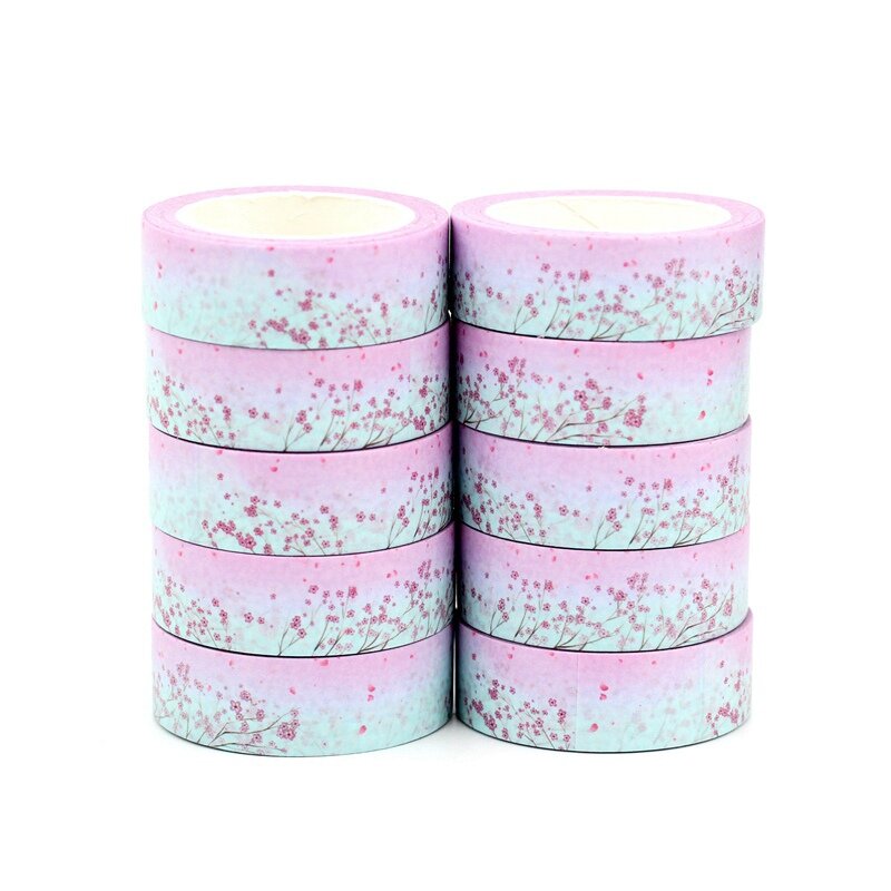 NEW 10pcs/Lot Decorative Spring Pink Peach Blossom Washi Tapes DIY Bullet Journal Adhesive Masking Tape Cute Stationery