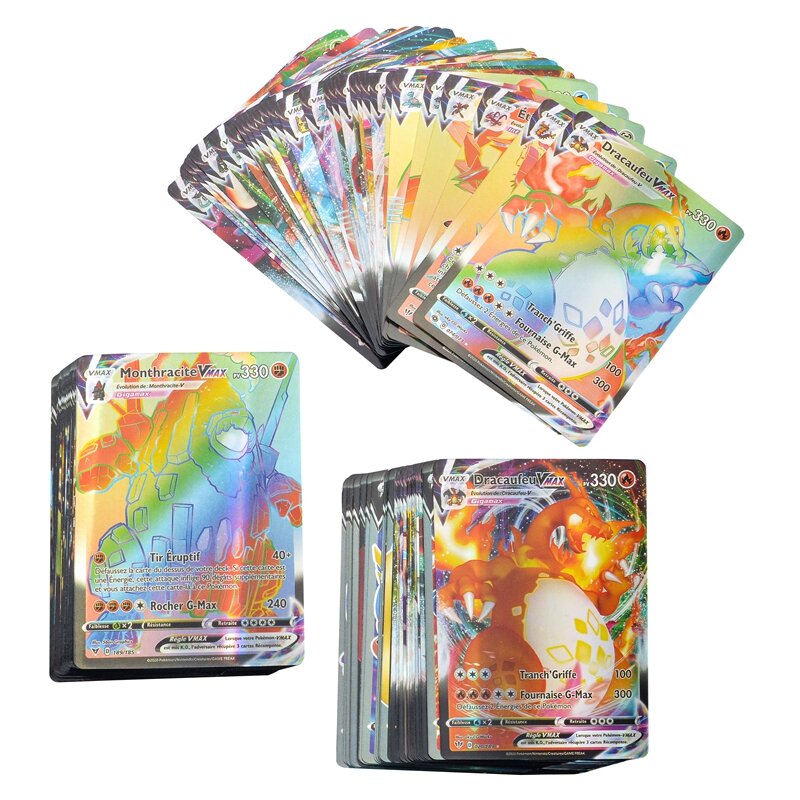 Pokemon Cards In French 100GX 50V 50 VMAX 80EX 20 MEGA Game Battle Carte Trading Children Toys Gifts