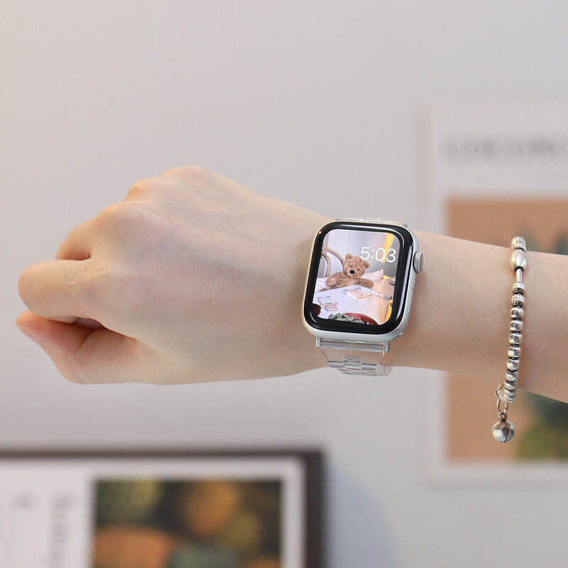 Cinturino sottile in gelatina trasparente per Apple Watch 44mm serie 40mm Se/654 cinturino trasparente su Smart Iwatch 123 38mm 42mm cinturino per cinturino