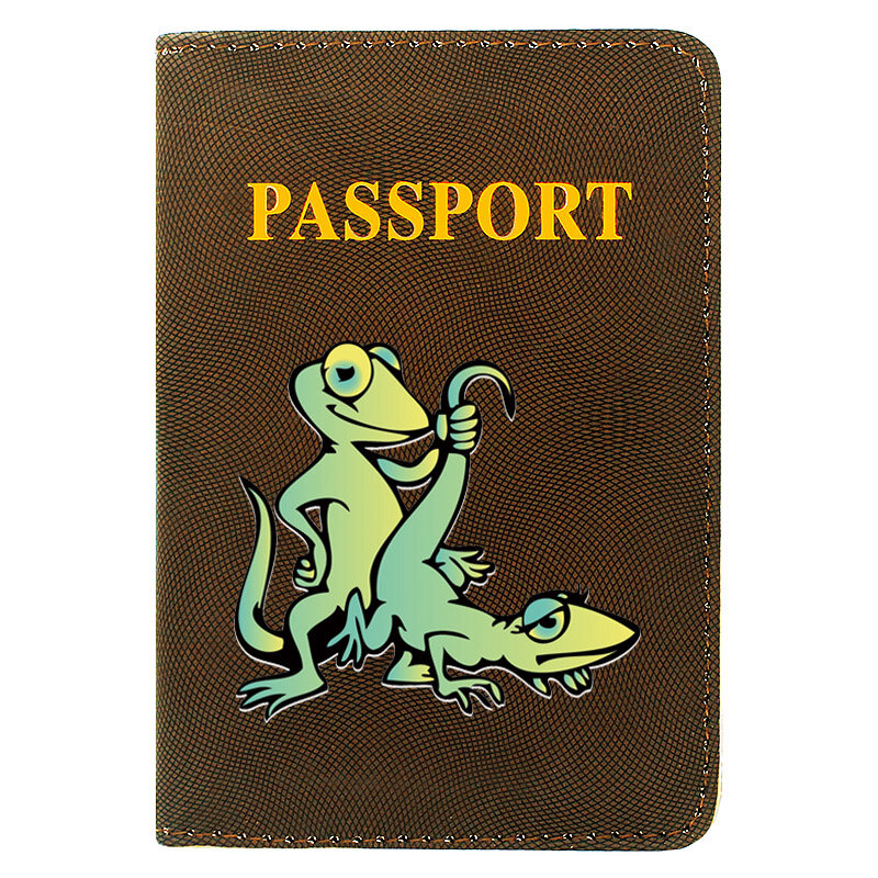 재미있는 개구리 인쇄 가죽 여권 커버 남녀 공용, 여행 포켓 지갑 가방