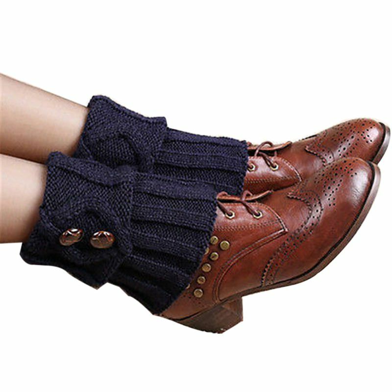 Knitted Leg Warmers Ladies Simple Fashion Winter Leg Warmers Short Section Knitted Crochet Button Long Socks Boots Cuffs Socks