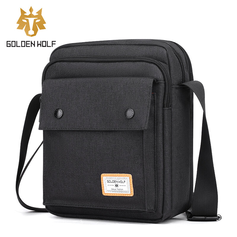 GOLOEN WOLF Casual Shoulder Messenger Bag for Men Office Travel Satchel Male Handbag Sling Bags Large Capacity Tote Phone Pouch