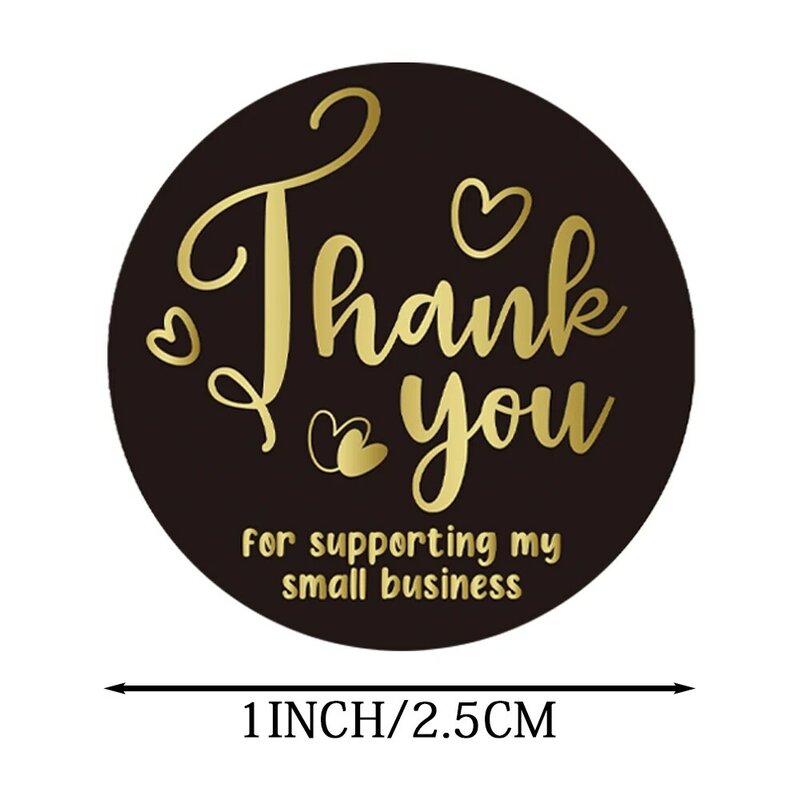 500pcs Thank You For Supporting My Small Business Labels Stickers Black bronzing Design For Seal Gift Packaging Box Decor Tags