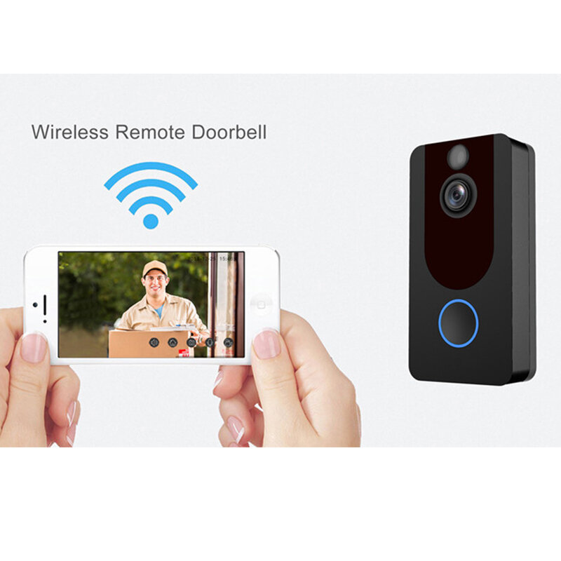 Inteligentna kamera do drzwi frontowych V7 1080P WiFi wideo IP dzwonek do drzwi Night Vision wykrywanie ruchu PIR domofon bezpieczeństwo apartamenty dzwonek recepcyjny