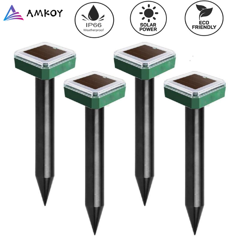AMKOY – répulsif à taupe solaire, 1/2/4/8 pièces, pointes, répulsif à taupe, coquetiers, dissuasion