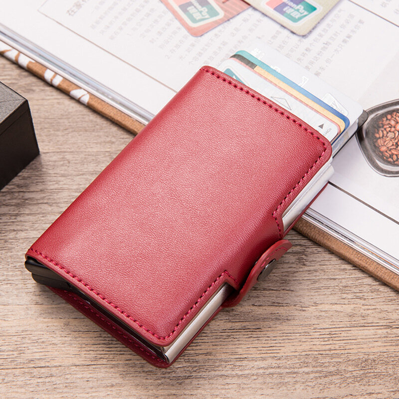 Card Holders Card Bag Women Protect Leather Id Cardholder Travel For Metal Case Aluminum Double Box Wallet