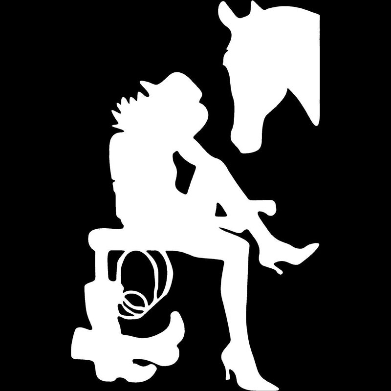 Ctcm 9.8Cm * 15.5Cm Cowboy Meisje Rijlaarzen Hoge Hakken Meisje Mode Auto Decoratie Modellering Zwart Zilver Waterdicht sticker