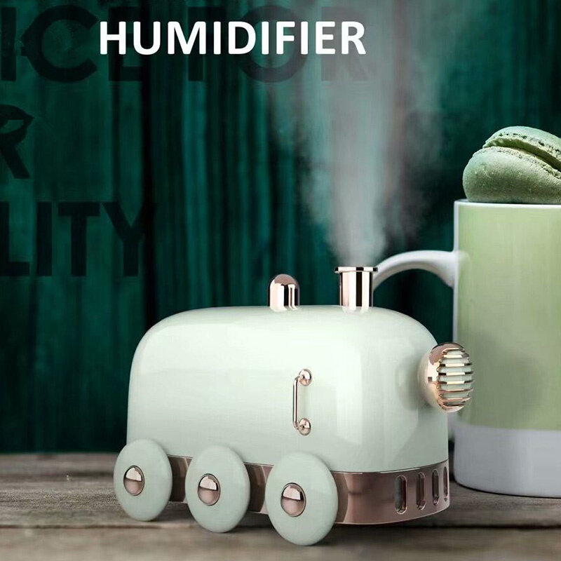 300ML Air Humidifier มินิรถไฟ Ultrasonic Essential น้ำมันหอมระเหย Diffusers USB Mist Maker เครื่องฟอกอากาศที่มีสีสันไฟ
