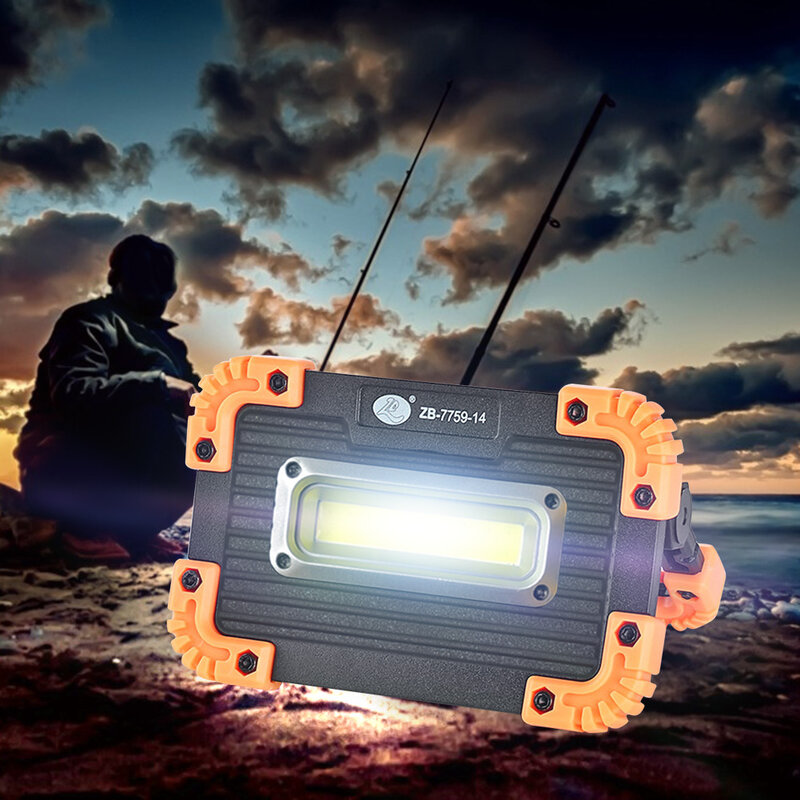 USB แบบชาร์จไฟได้แบบพกพา LED โคมไฟฉุกเฉิน Spotlight สำหรับ Camping กลางแจ้งทำงาน Mini Floodlight ไฟฉาย
