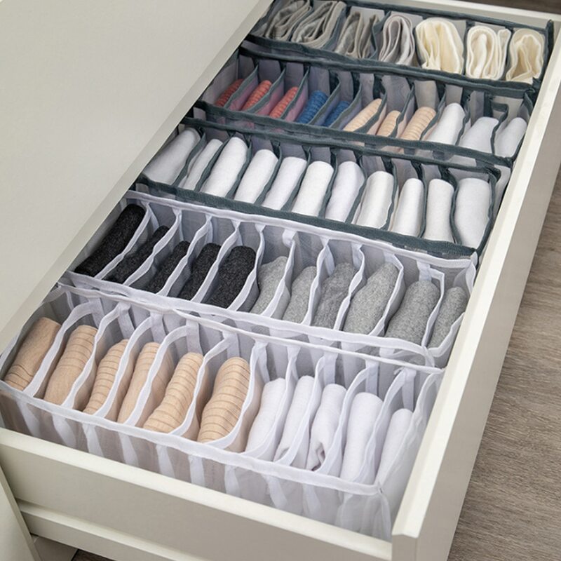Bra Storage Boxes Underwear Organizer Sort Drawer Nylon Divider For Folding Ties Scarfs Socks Shorts Clothes Room Organization
