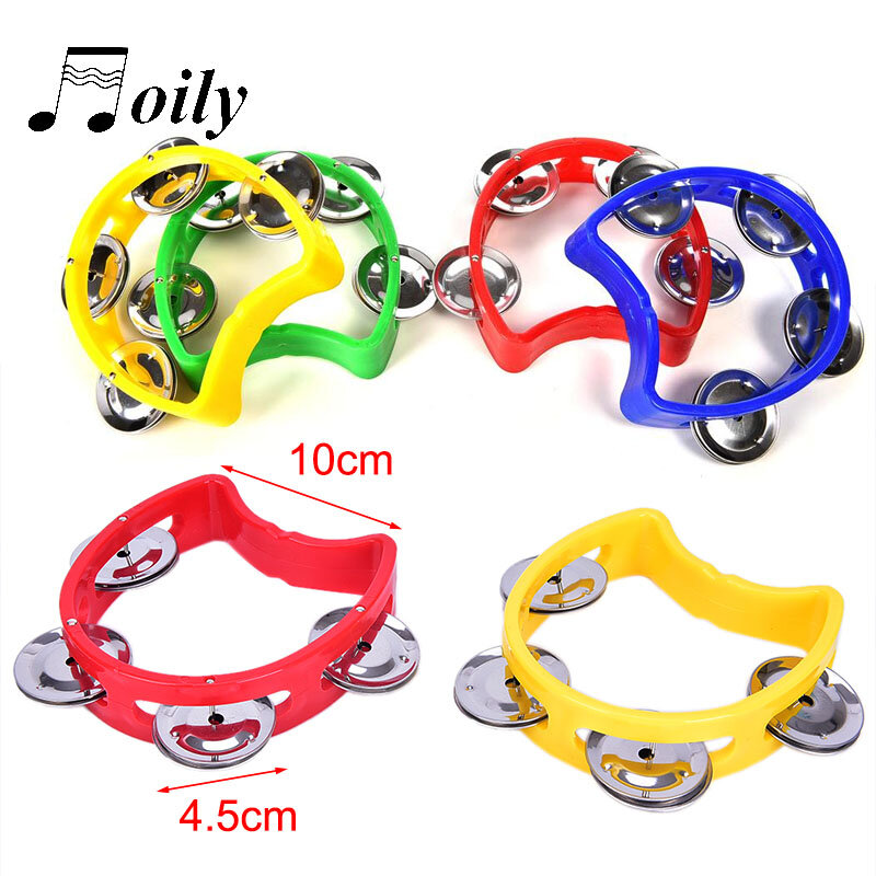 Handbell Held Tambourine Metal Bell Plastic Rattle Ball Percussion Party Game Baby Toy Musical Instruments Tambourine kids