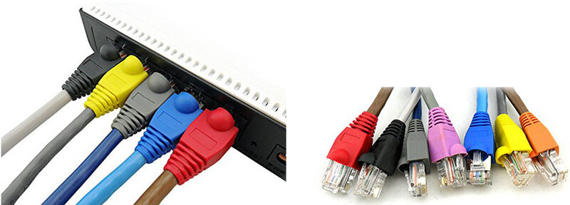 100 pces cor mista cat5e cat6 rj45 ethernet cabo de rede strain relief botas cabo conector plug capa