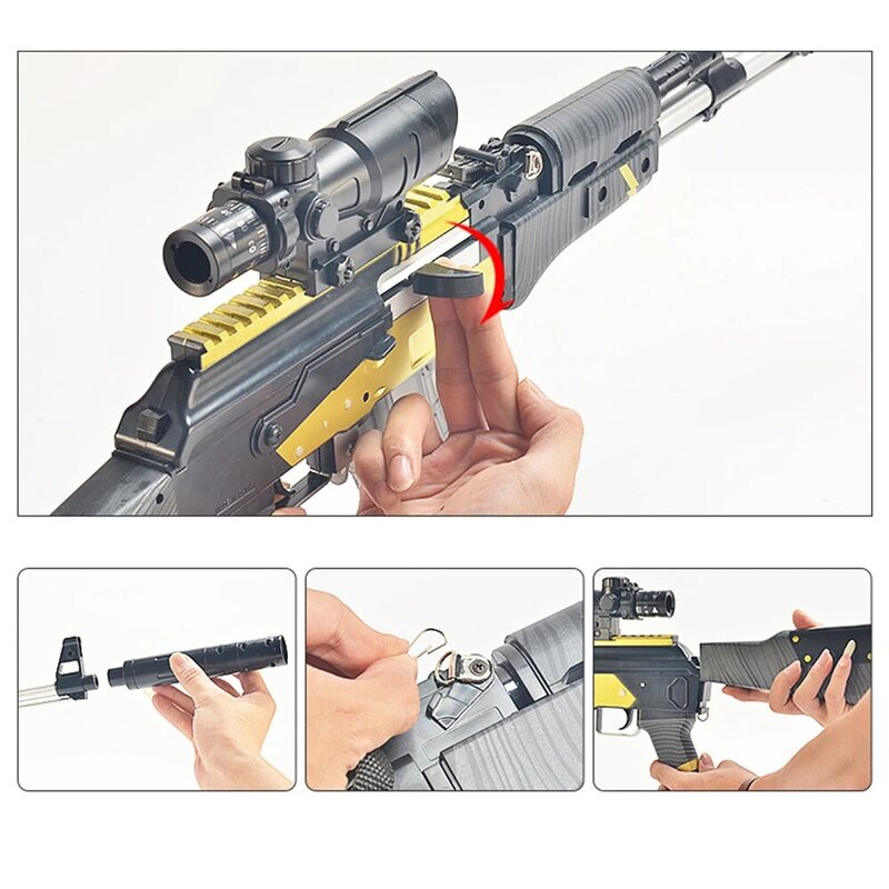 Szturmowy ręczny karabin AKM pistolet zabawkowy AK 47 woda kula strzelanie chłopcy zabawki na zewnątrz powietrze miękkie broń snajperska broń Airsoft wiatrówki prezent