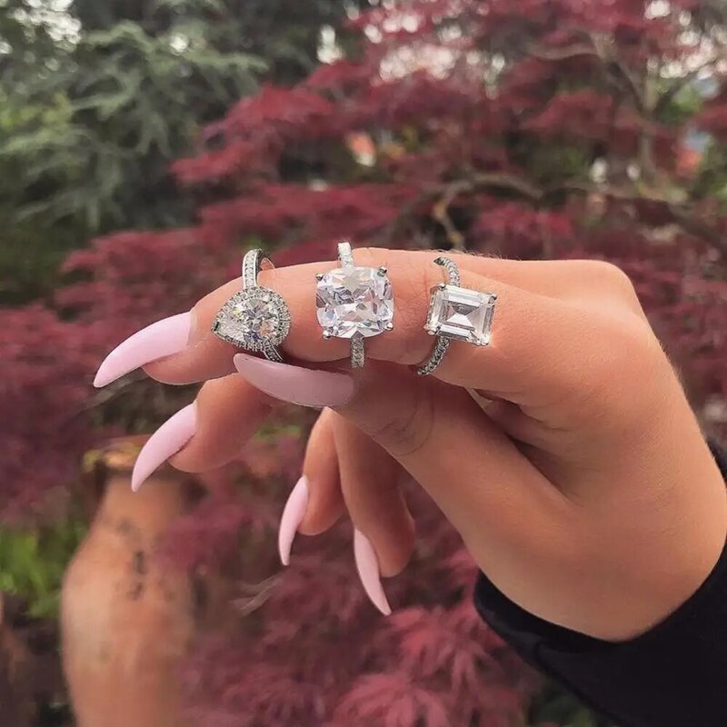 40 stylów pierścień przyrzeczenia prawdziwe białe złoto wypełnione AAAAA Cz kamień komunikat Party obrączka dla kobiet biżuteria zaręczynowa