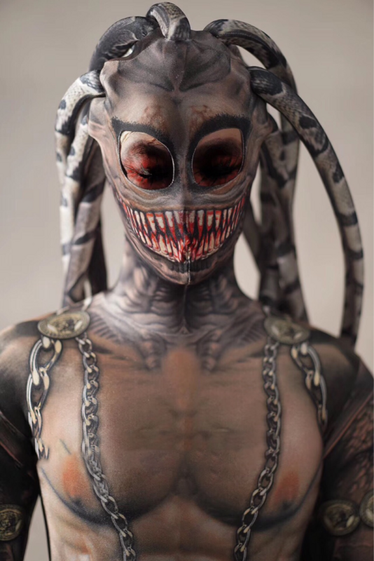 Costumes Nightclub Bar Halloween Event Fake Flesh Print Alien Snake Medusa One Piece Pants Performance