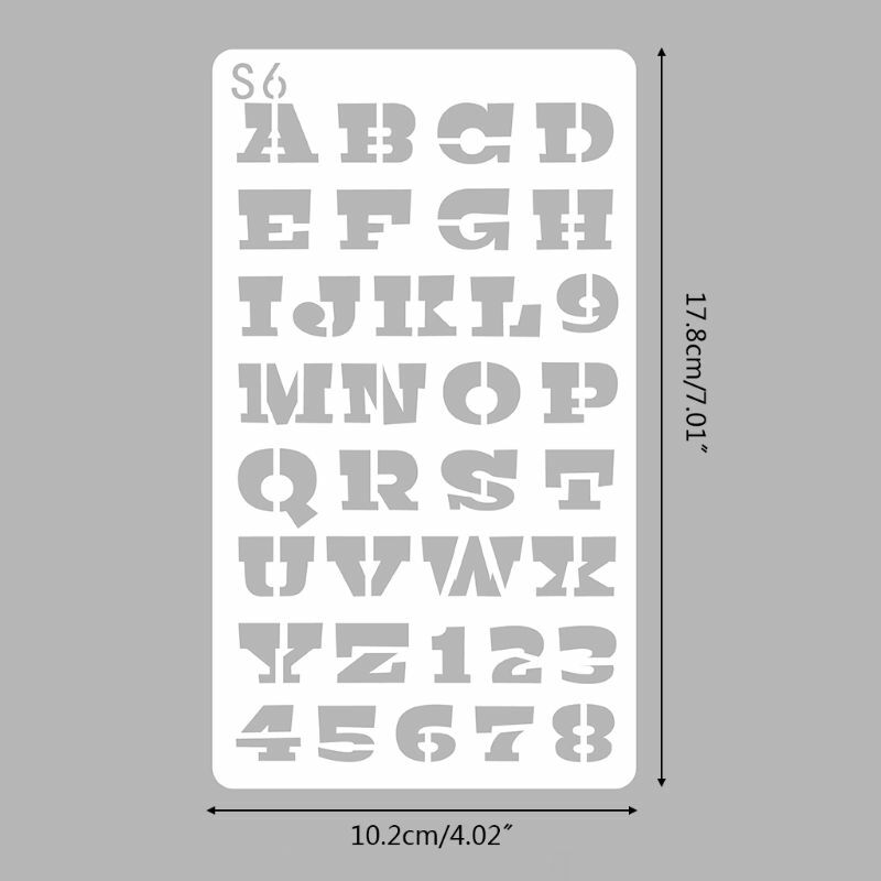 24 แผ่นตัวอักษรภาษาอังกฤษ Drawing Template Stencil ภาพวาดลายนูน Scrapbook U1JA