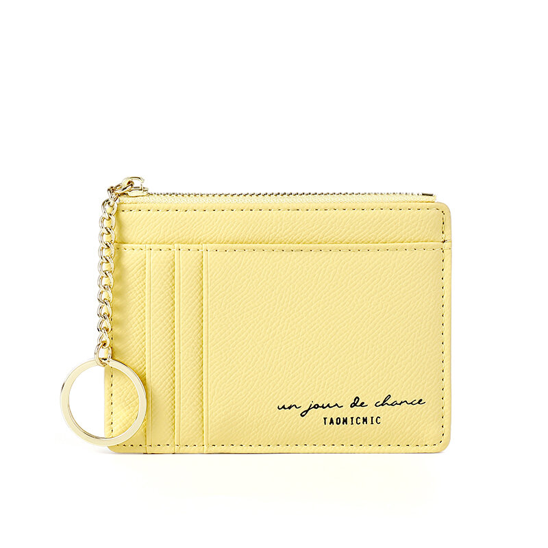 Soft PU Leather Wallet Bag Mini Women Card Holder Cute Credit ID Card Zipper Slim Wallet Case Solid Key Chain Coin Purse