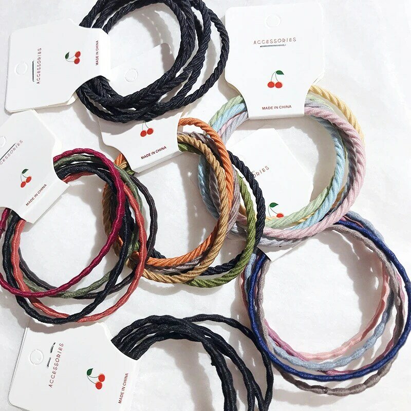 5 sztuk/zestaw akcesoria do włosów gumki do włosów kobiety proste elastyczne gumki do włosów włosy w koński ogon dla dziewczyn Scrunchies koreańska ozdoba do włosów pierścienie