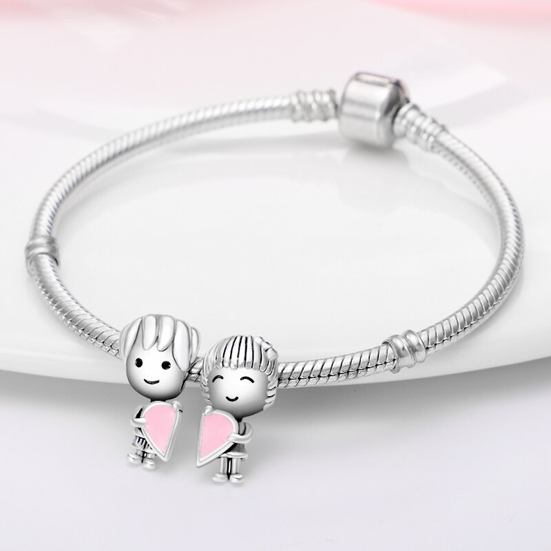 Colgante de plata 925 para mujer, cuentas compatibles con pulsera Pandora Original, collar, personaje, serie Animal, joyería fina, Envío Gratis
