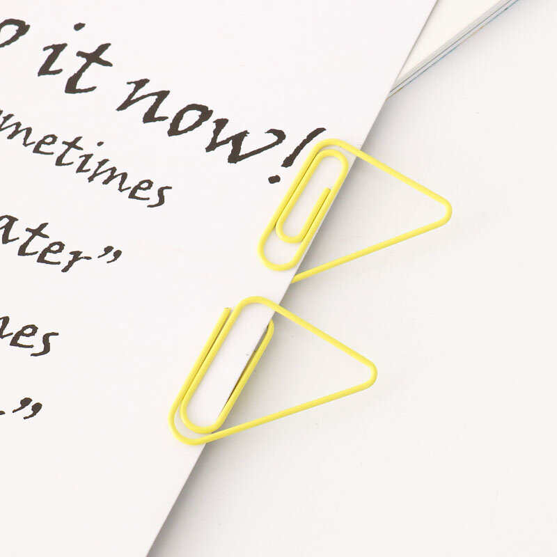 Clipe de papel amarelo brilhante triângulo clipe de papel bill material de escritório de ligação de papel grande clipe de papel clipes de papel acessórios de escritório paperclips