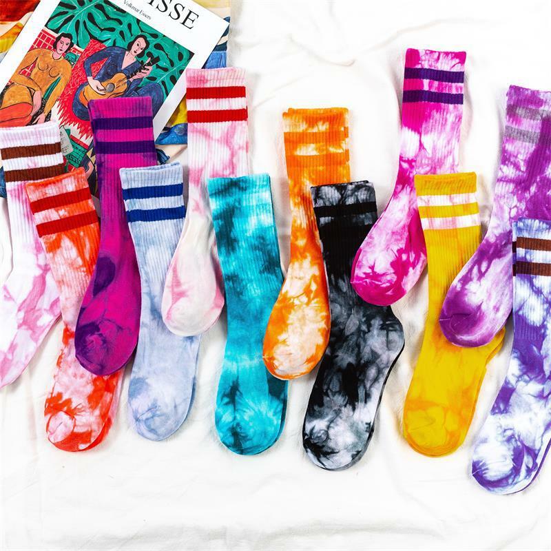 Neue Frühjahr Neue Stil Socken Japanischen Straße Tie-dye Nahen Rohr Flut Socken Paar Mode Persönlichkeit Socken Harajuku Mode