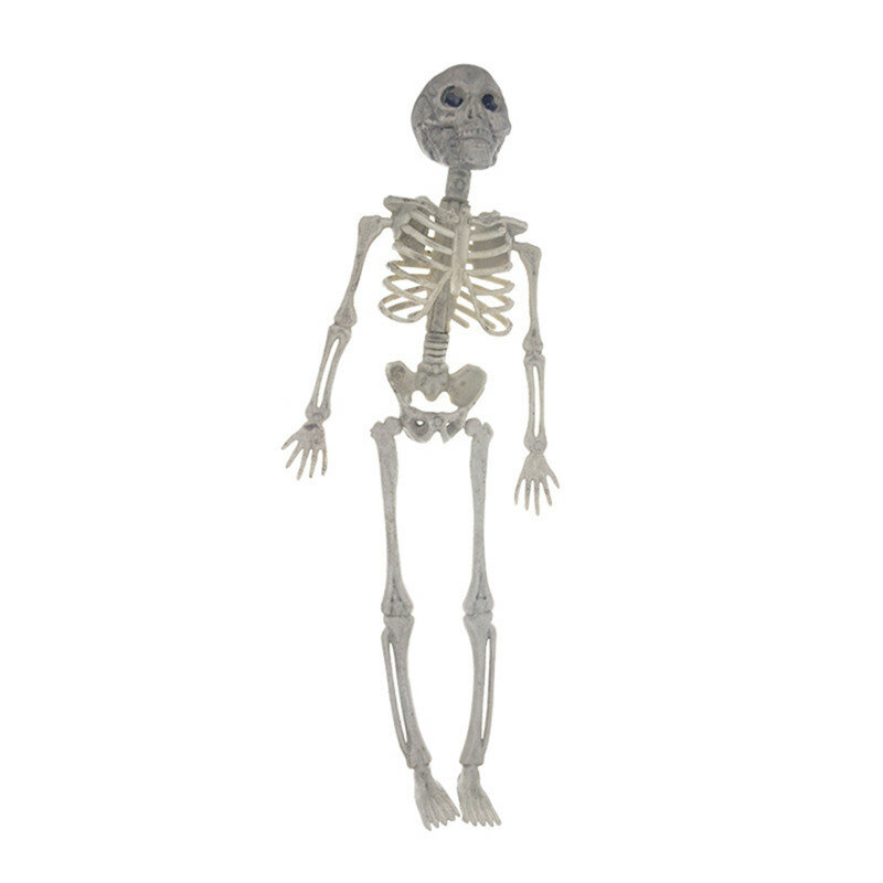 Décoration d'halloween, squelette humain en plastique d'imitation avec articulations mobiles, accessoire de décoration de fête d'halloween