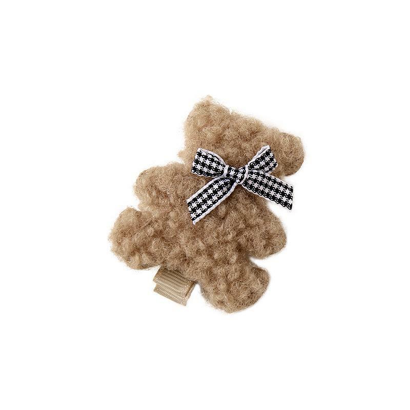 Autumn And Winter Cute Plush Hairpin Side Clip Bear Cartoon Hairpin Subnet Celebrity Simple Clip Fur Hair Ring BB Clip